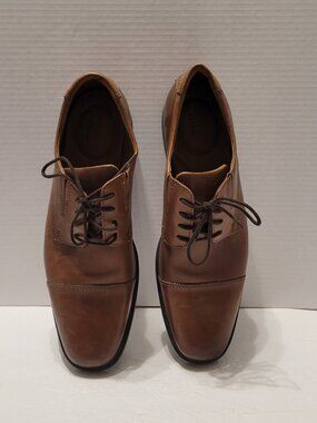 Clarks Collection Men's Brown Leather Cap Toe Oxford Dress Shoes US 10 M